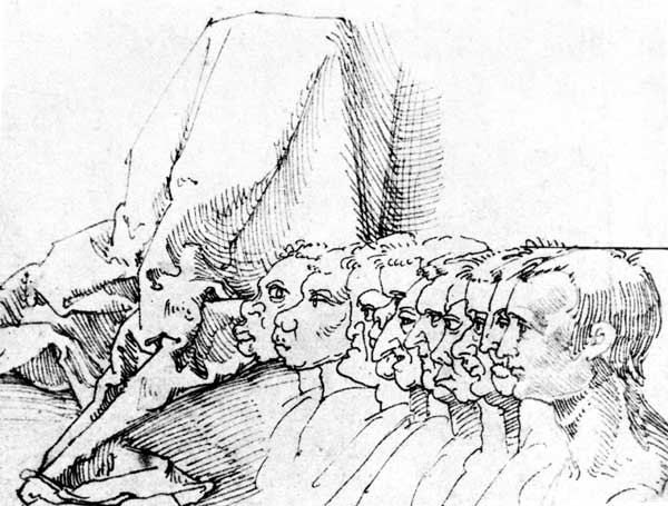 A.Dürer, Ten Heads in Profile / Draw. od Albrecht Dürer