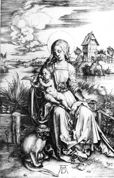 Mary with the guenon monkey / Dürer od Albrecht Dürer