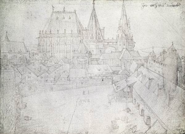 The Minster at Aachen, 1520 (silverpoint on paper) od Albrecht Dürer