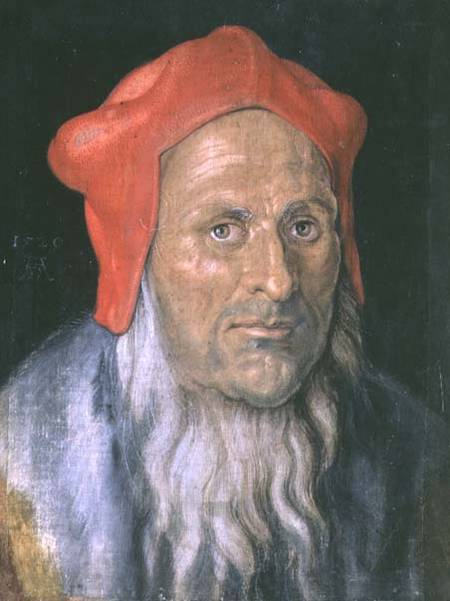 Portrait of a Bearded Man in a Red Hat od Albrecht Dürer