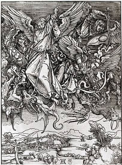 St. Michael and the Dragon, from a Latin edition, 1511 (xylograph) od Albrecht Dürer