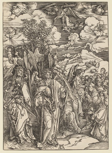 Vier Engel, die Winde aufhaltend / Die Versiegelung der Auserwählten, aus der Folge der Apokalypse,  od Albrecht Dürer