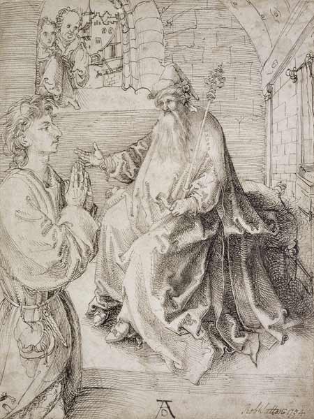 Youth Kneeling before a Potentate (pen & ink on paper) od Albrecht Dürer
