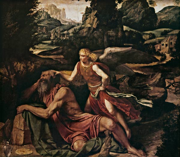 Elijah Visited by an Angel od Alessandro Bonvicino Moretto