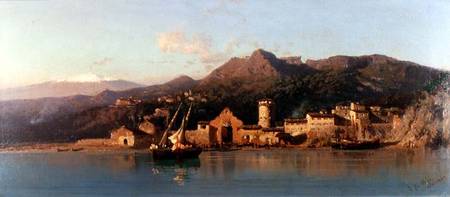 View of Taormina, Sicily, with Mount Etna in the background od Alessandro la Volpe