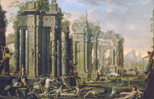 Bacchanal vor antiken Ruinen od Alessandro Magnasco