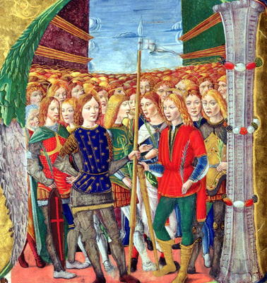 Historiated initial 'N' depicting St. Maurice and the Theban Legion, Lombardy School, c.1499-1511 (v od Alessandro Pampurino