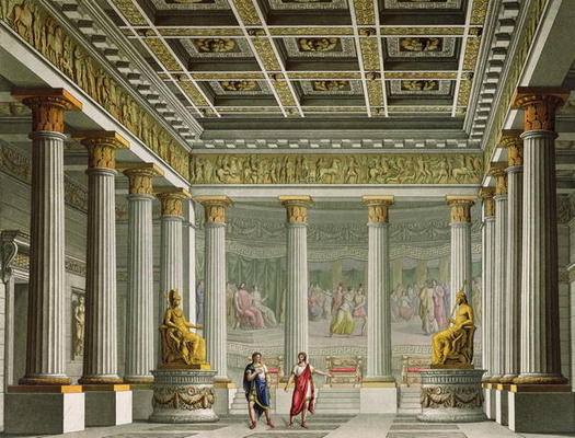 The Audience Hall in the Palace of Aegistheus, design for the ballet 'Orestes' at La Scala Theatre, od Alessandro Sanquirico