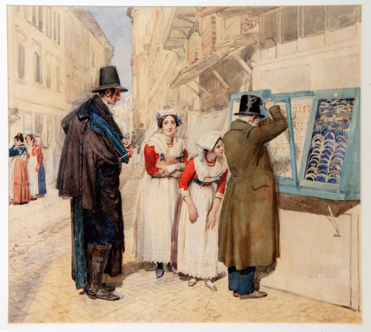 A Bridegroom Choosing a Ring for His Fiancee od Alexander Andrejewitsch Iwanow