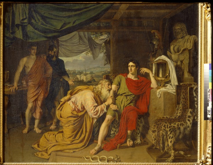 Priam tearfully supplicates Achilles, begging for Hector's body od Alexander Andrejewitsch Iwanow