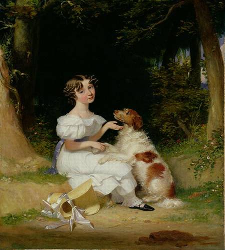 A Young Girl with Her Spaniel od Alexander Mosses