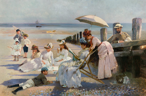 On the Shores of Bognor Regis - Portrait Group of the Harford Couple and their Children od Alexander Rossi