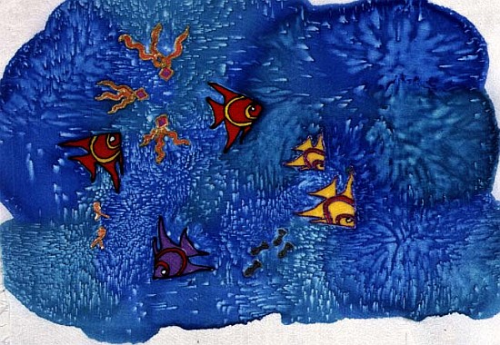 Fish, 1999 (painted silk)  od Alexandra  Cowan