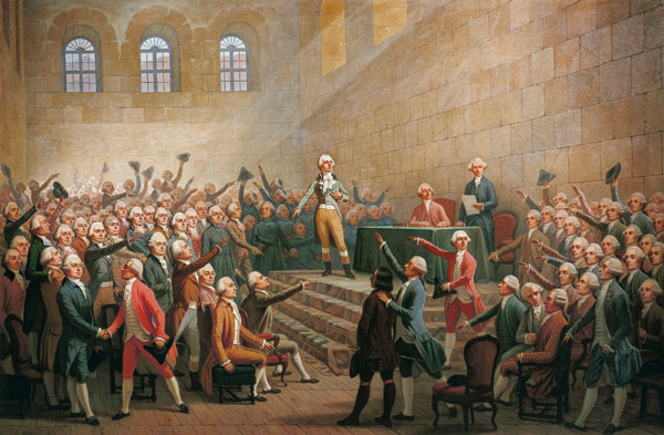 Assembly of the Three Orders of the Dauphin, received at Vizille Castle by Claude Perier (1742-1801) od Alexandre Debelle