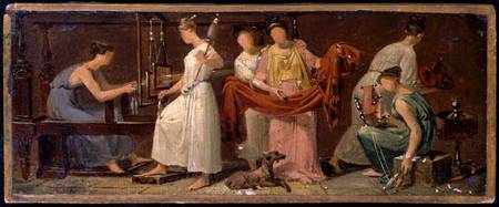 Six Women Weaving in an Interior od Alexandre Evariste Fragonard
