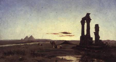 A Bedouin Encampment by a Ruined Temple od Alexandre Gabriel Decamps