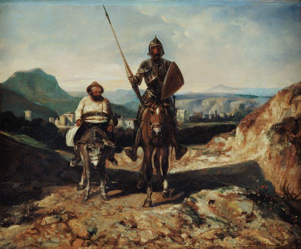 Don Quixote and Sancho (oil on canvas) od Alexandre Gabriel Decamps