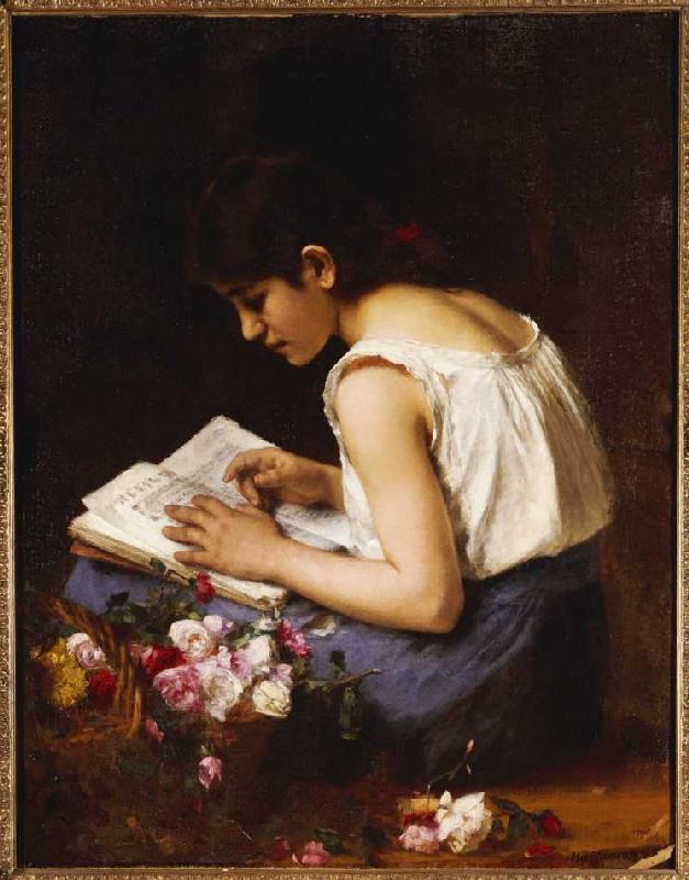 Lesendes Mädchen. od Alexei Alexevich Harlamoff