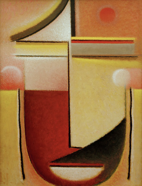 Abstrakter Kopf: Rot-Weiß-Gold od Alexej von Jawlensky