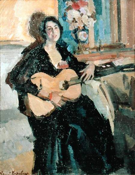 Lady with a Guitar od Alexejew. Konstantin Korovin