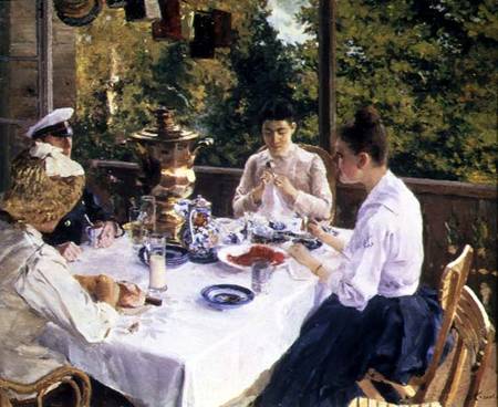 At the Tea-Table od Alexejew. Konstantin Korovin