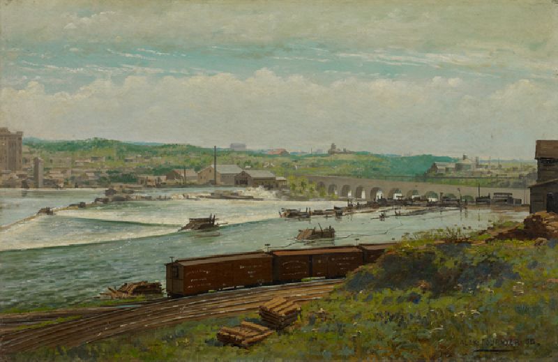 Mill Pond at Minneapolis, 1888 (oil on canvas) od Alexis Jean Fournier
