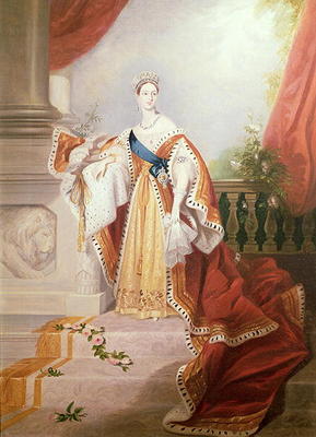 Portrait of Queen Victoria in Coronation Robes od Alfred-Edward Chalon