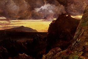 Evening coastal landscape with ruins of a castle od Alfred Clint