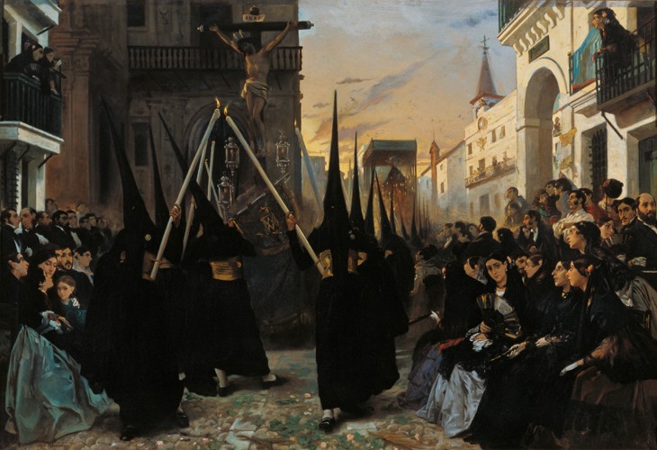 A Procession along Calle Génova od Alfred Dehodencq