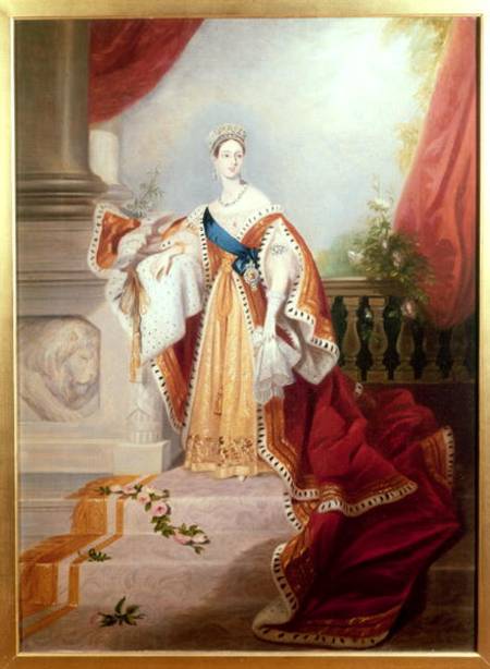 Portrait of Queen Victoria in Coronation Robes od Alfred-Edward Chalon