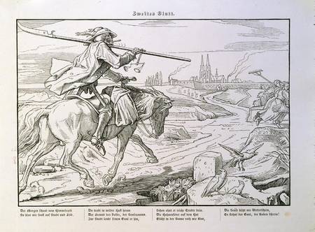 Death Rides to Town, plate 2 from 'Another Dance of Death' published by Georg Wigand in Leipzig od Alfred Rethel