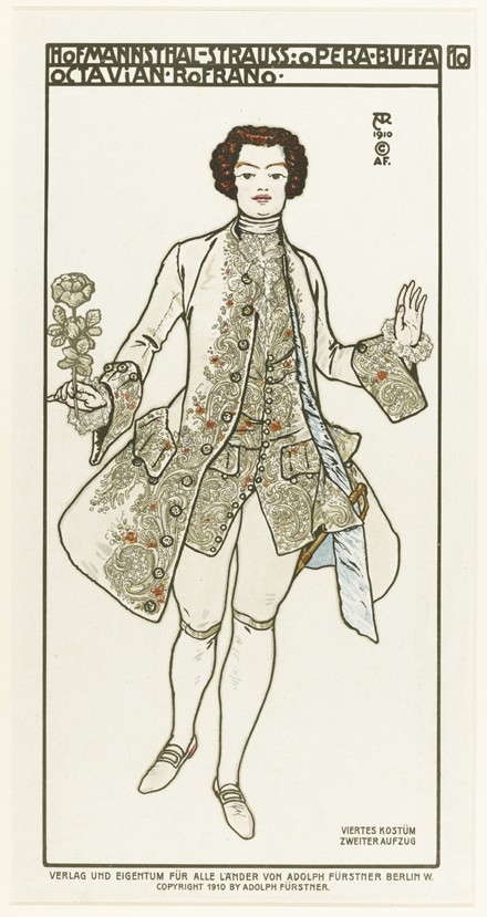 Costume Design for the opera "Der Rosenkavalier (The Knight of the Rose)" by Richard Strauss od Alfred Roller
