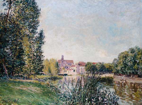 The Loing Canal and the Church at Moret od Alfred Sisley