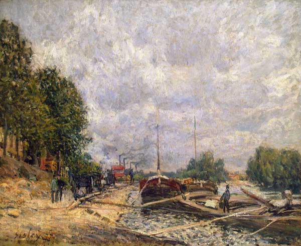 Barges at Billancourt od Alfred Sisley