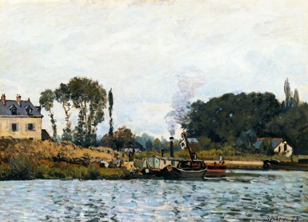 Sisley / Boats at the floodgate / 1873 od Alfred Sisley