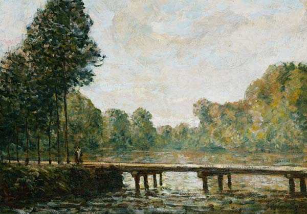 Kleine Brücke über den Fluss Orvanne od Alfred Sisley