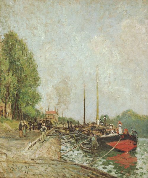 Sisley / Barque in Billancourt / 1877 od Alfred Sisley