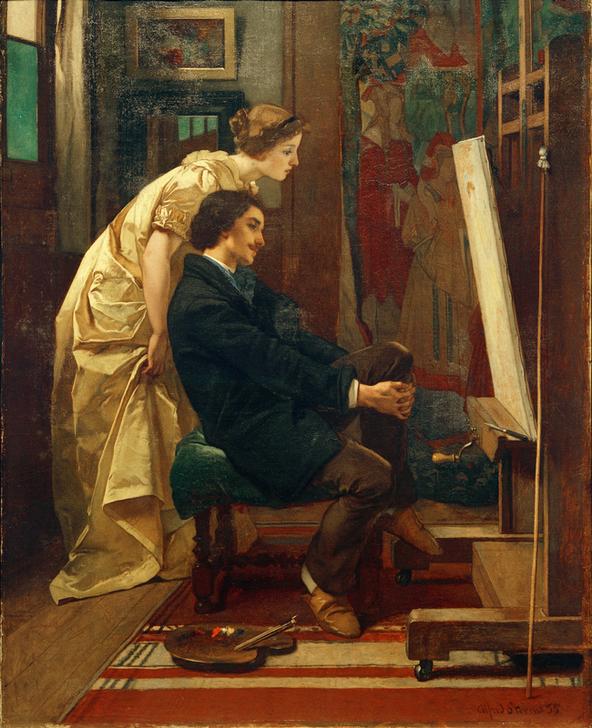 Der Maler und sein Modell od. Der Künstler in seinem Atelier od Alfred Stevens