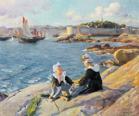 Breton Girls by the Harbour, Concarneau