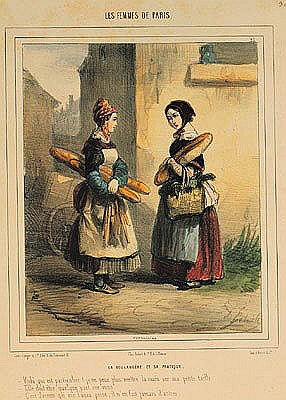 The Baker''s Art, plate number 27 from the ''Les Femmes de Paris'' series, 1841-42 od Alfred Andre Geniole