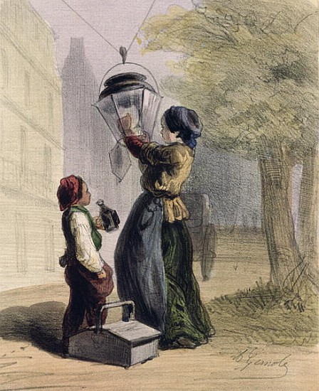 The Lamplighter, from ''Les Femmes de Paris'', 1841-42 od Alfred Andre Geniole