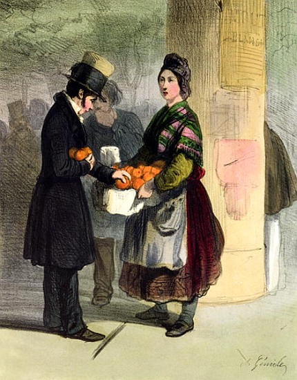 The Orange Seller, from ''Les Femmes de Paris'', 1841-42 od Alfred Andre Geniole