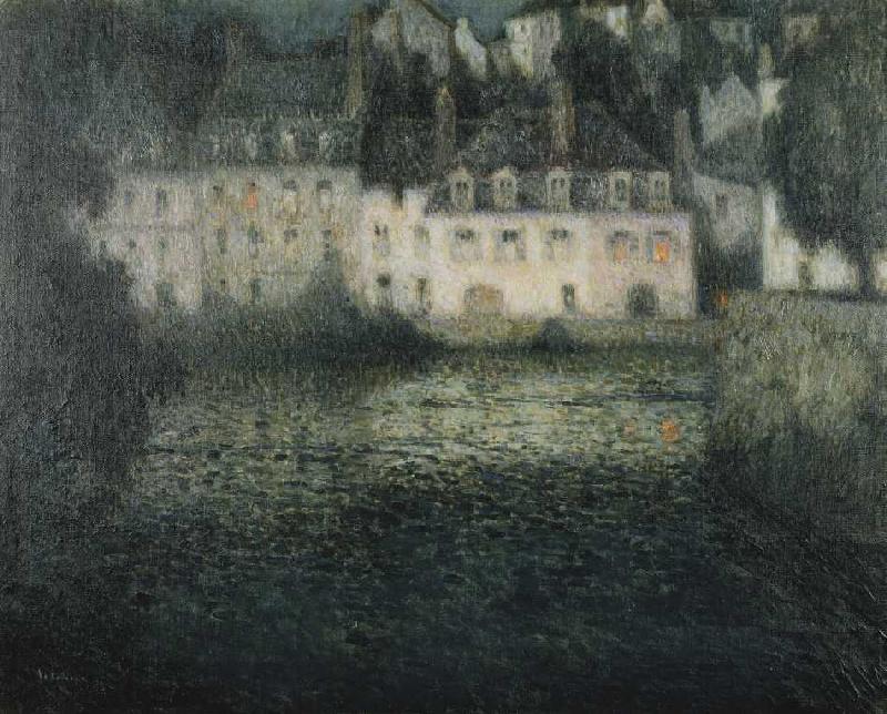 Haus am Fluss im Mondlicht, Quimperle od Alfred von Schüßler