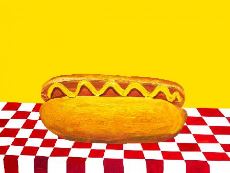 Hot Dog With Mustard Red Check Yellow