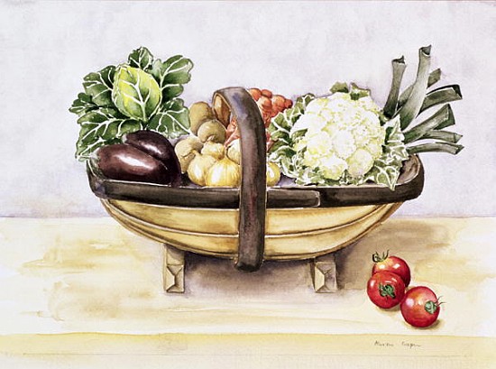 Still life with a trug of vegetables, 1996 (w/c)  od Alison  Cooper