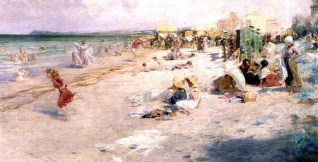 A Busy Beach in Summer od Alois Hans Schram