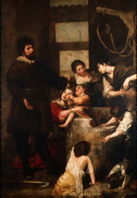 St. Isidore saves a child that had fallen in a well od Alonso Cano