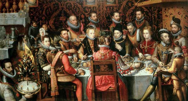 King Philip II (1527-98) banqueting with his Courtiers od Alonso Sánchez-Coello