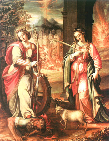St. Catherina and St. Agnes od Alonso Sánchez-Coello