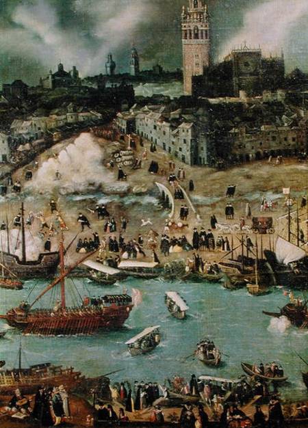 The Port of Seville in 1498  (detail) od Alonso Sánchez-Coello